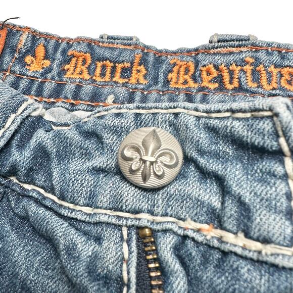 Rock Revival | Men | Duke Relaxed Straight Rocker Distressed Denim Jeans | Sz 32 - Picture 12 of 15